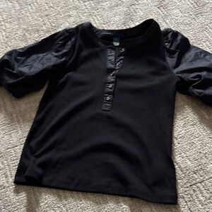 Old Navy Black Button Down Shirt with puff sleeves